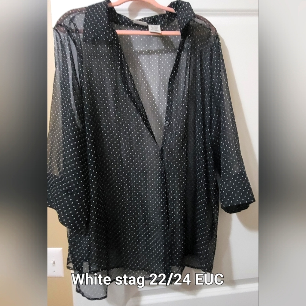 White stag button down polkadot plus size
